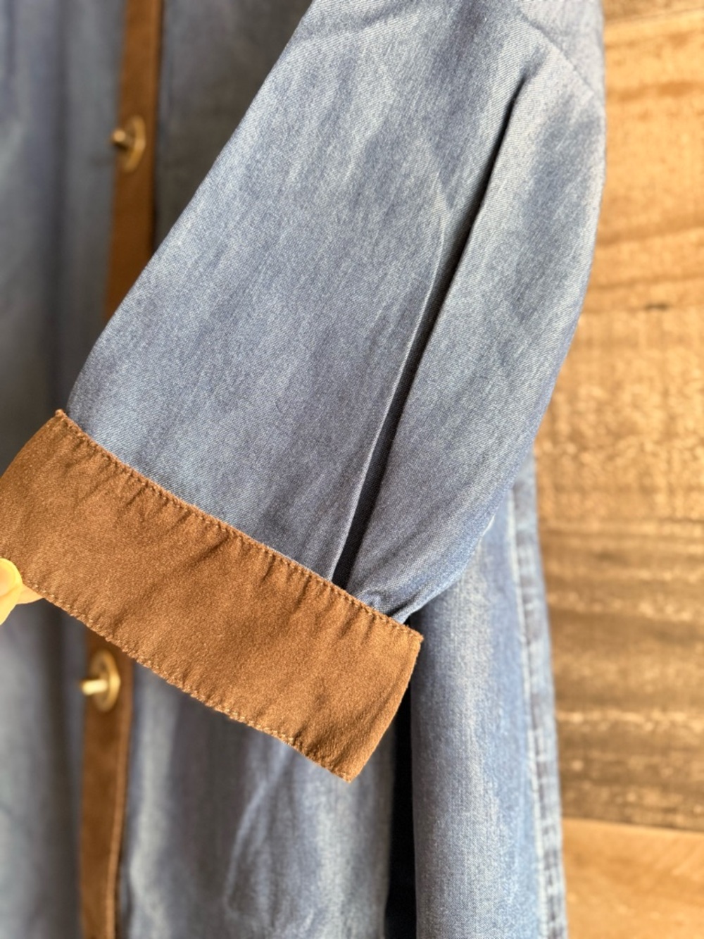 Soft Surroundings Blue Dress with Brown Trim - Picture 7 of 12